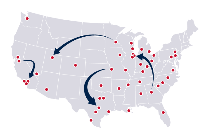 Map of XTRA Lease locations